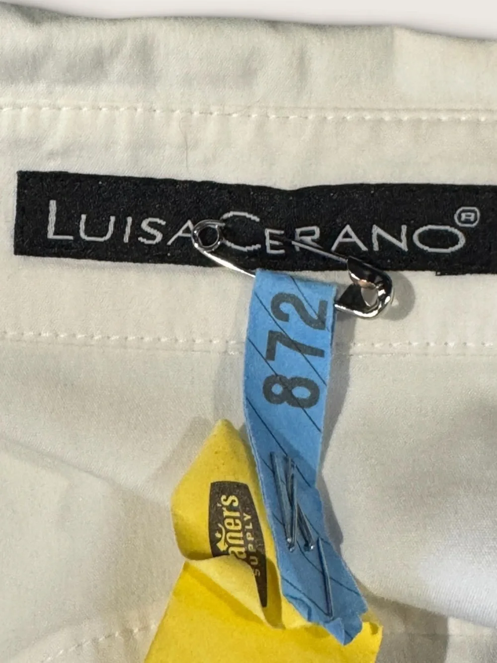 Luisa Cerano White Tuxedo Stye Button Down